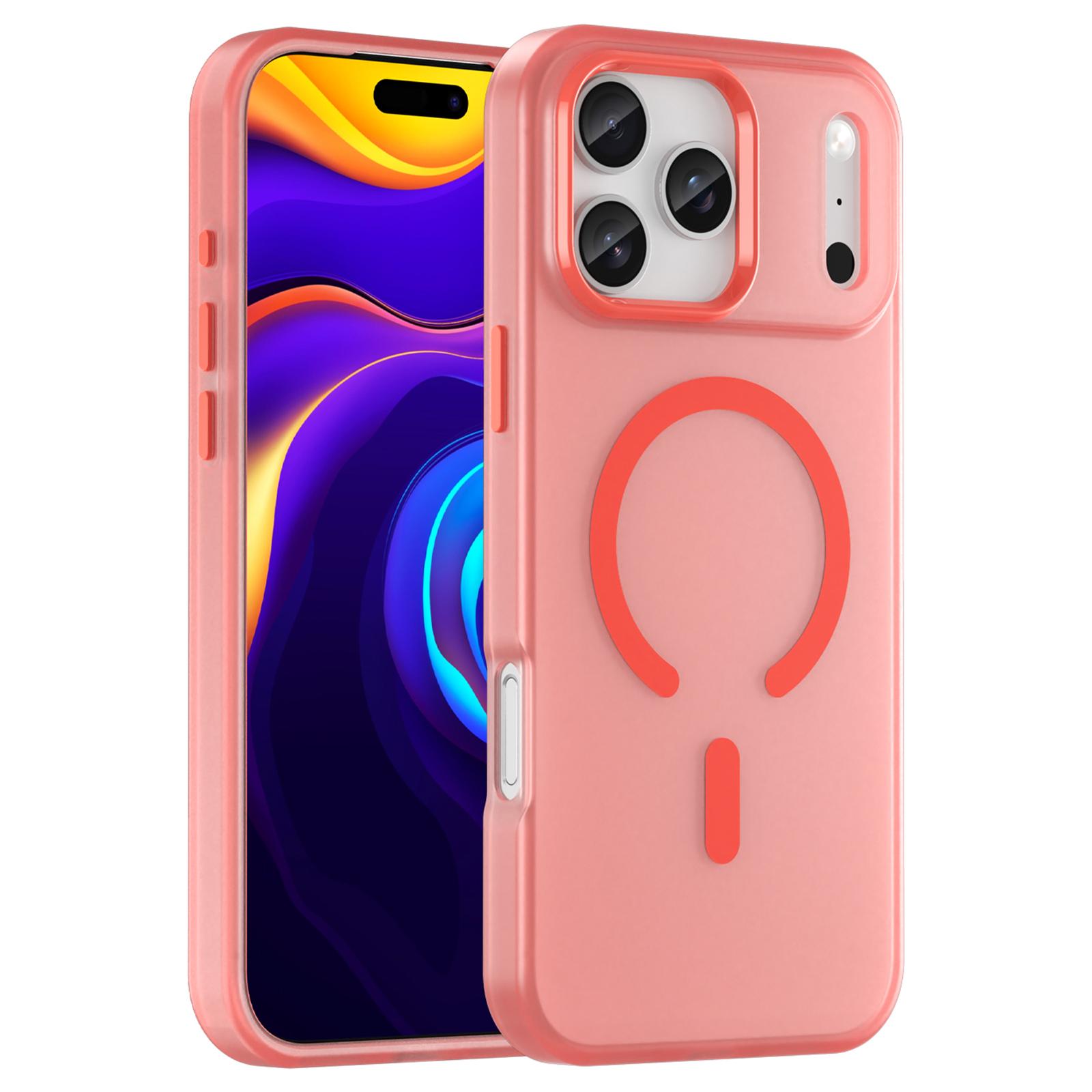 

Чехол для iPhone 17 Pro Max с поддержкой MagSafe, матовая полупрозрачная задняя крышка из ТПУ+ПК Red