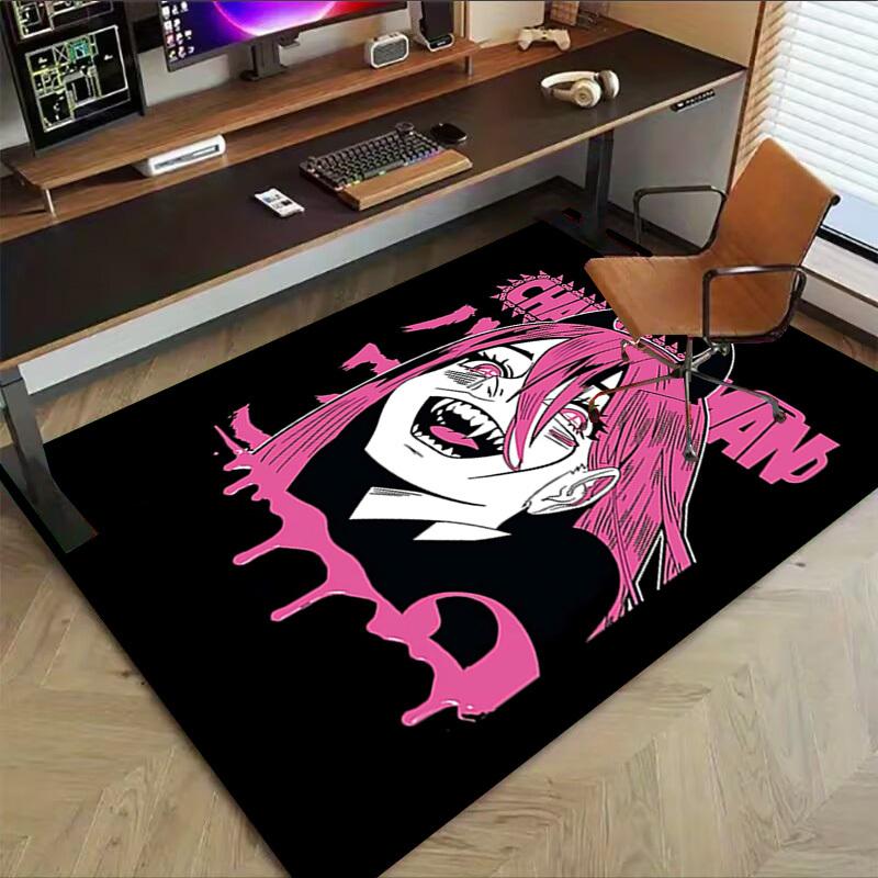 1pc Devilman Home Office, Durable Polyester Floor Mat with Easy, Office Decor, Urban Style, Nonslip Backing