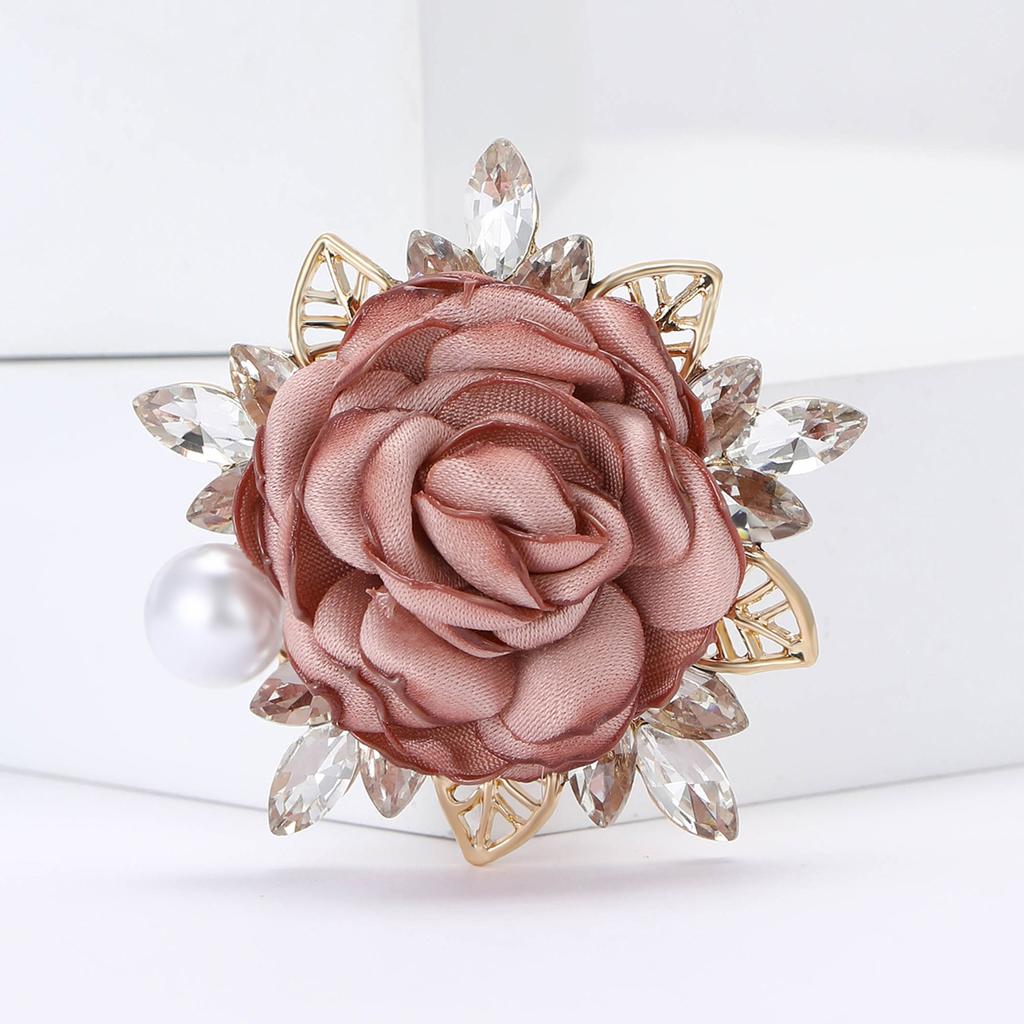 Fashion Rhinestone Fabric Flower Brooch Exquisite Versatile Women'S Suit Dress Corsage Ornament Pin