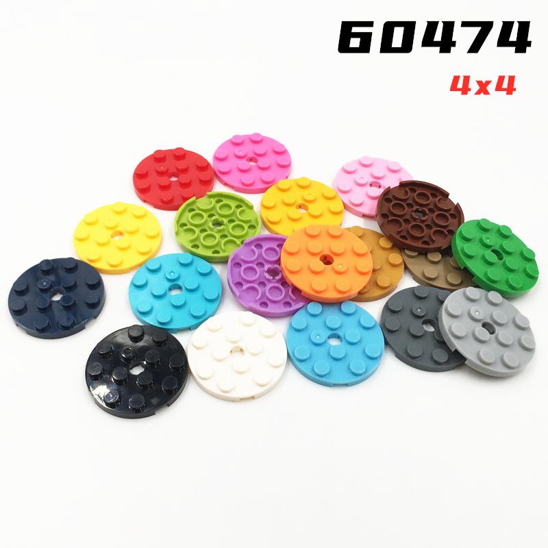 Rainbow Pig MOC Parts 60474 Plate Round 4 X 4 with Pin Hole Compatible Bricks DIY Building Blocks Particle Kid Puzzle Brain Toy