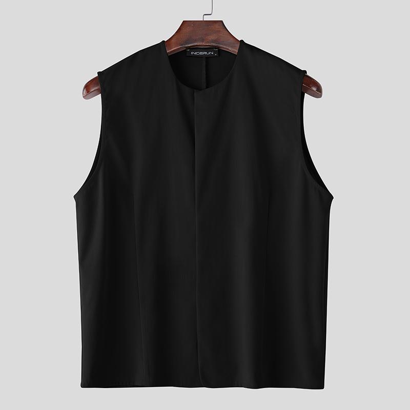 

INCERUN Men Sleeveless Buttons Up Casual Loose Tank Tops Waistcoats S чёрный