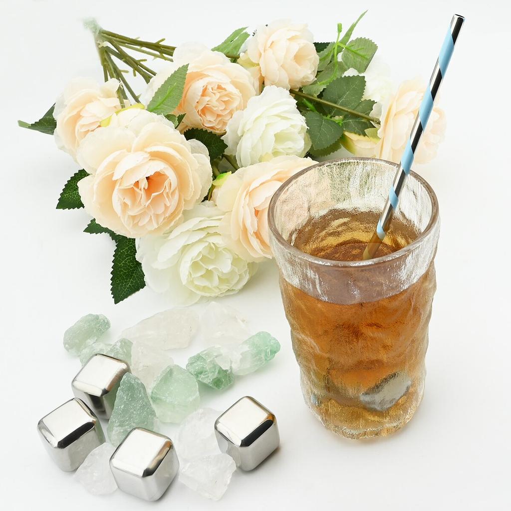 New Colorful Reusable Metal Straws Set with Cleaner Brush 304 Stainless Steel Drinking Straw Milk Drinkware Bar Party Drink Accessory