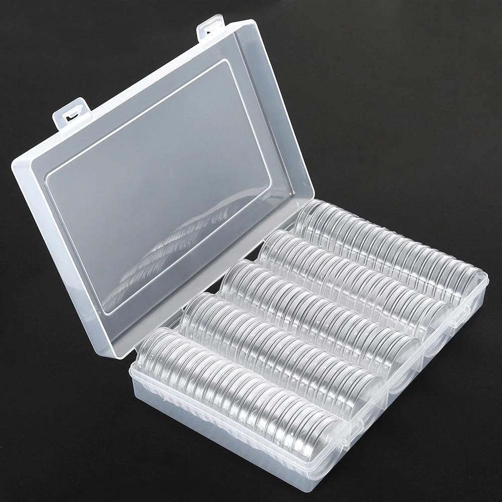 100Pcs 30mm Clear Coin Capsule Holder Case Transparent Commemorative Collectable Coin Storage Box Collection Supplies