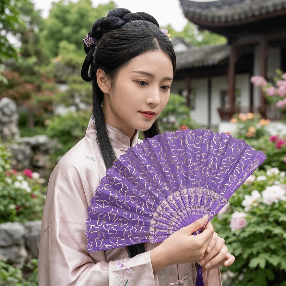 Mit Quasten Faltfächer Chinesischer Stil Handkurbelfächer Handgefertigter Fächer Party Hochzeit Zubehör