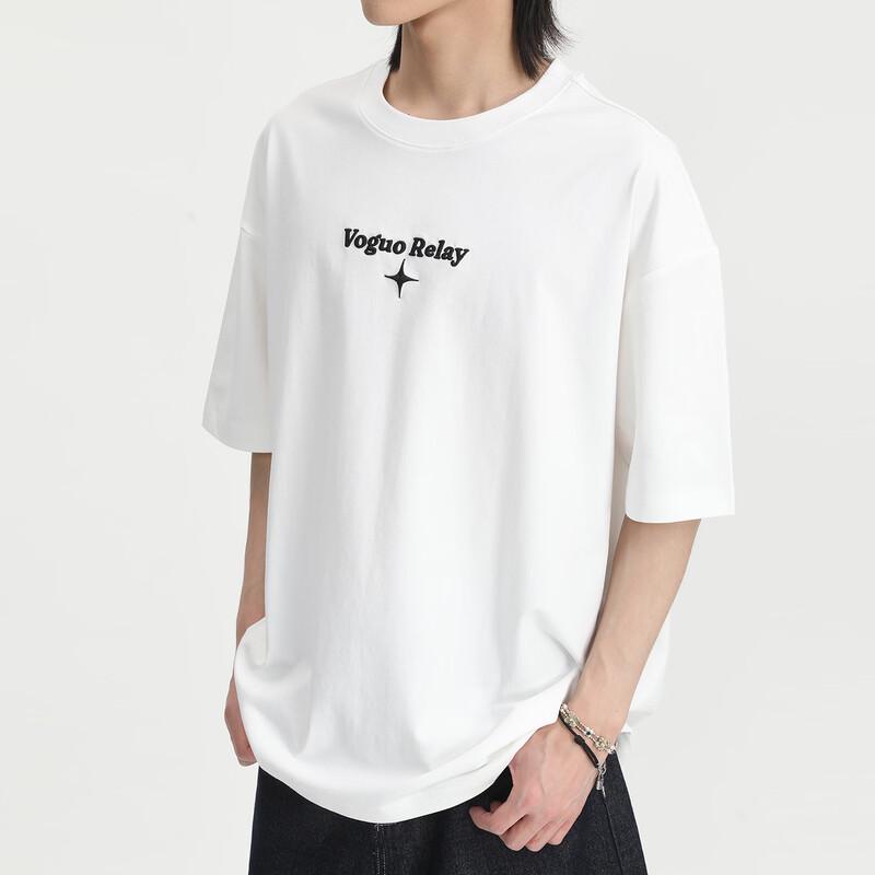 VOGUO RELAY Logo Embroidered Short Sleeve T-Shirt XL белый