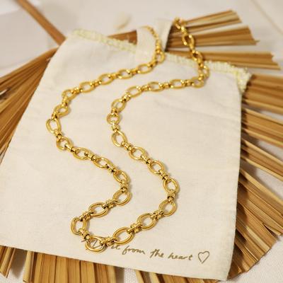 Thick Round Necklace Gold Plated Titanium Steel Clavicle Chain Women'S Hip Hop Chain Single Layer Stainless Steel Necklace