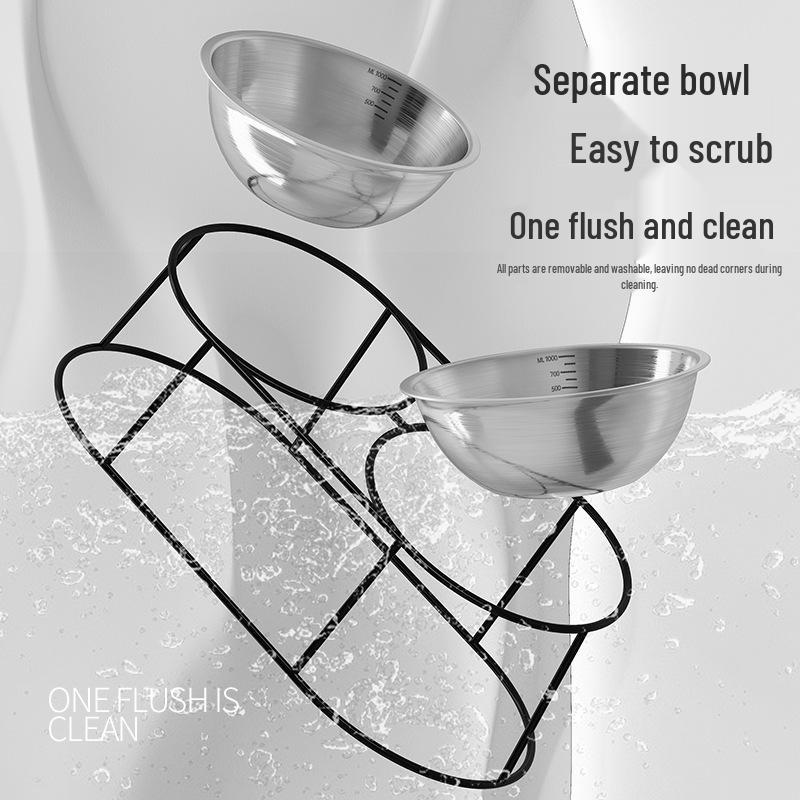 Stainless Steel Floor-Standing Pet Feeder with Double Anti-Fall Bowls for Cats and Dogs