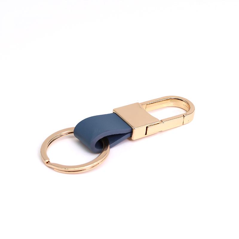 Men's Genuine Leather Car Keychain with Zinc Alloy Waist Clip and Customizable Laser Logo