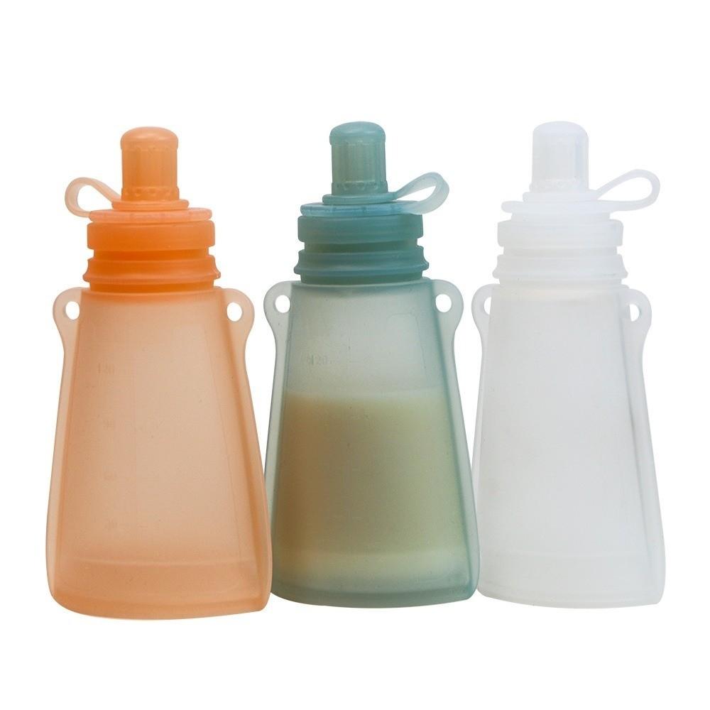 Refillable Silicone Baby Food Pouch Reusable Baby Food Container Milk Storage Bag  Breast Milk