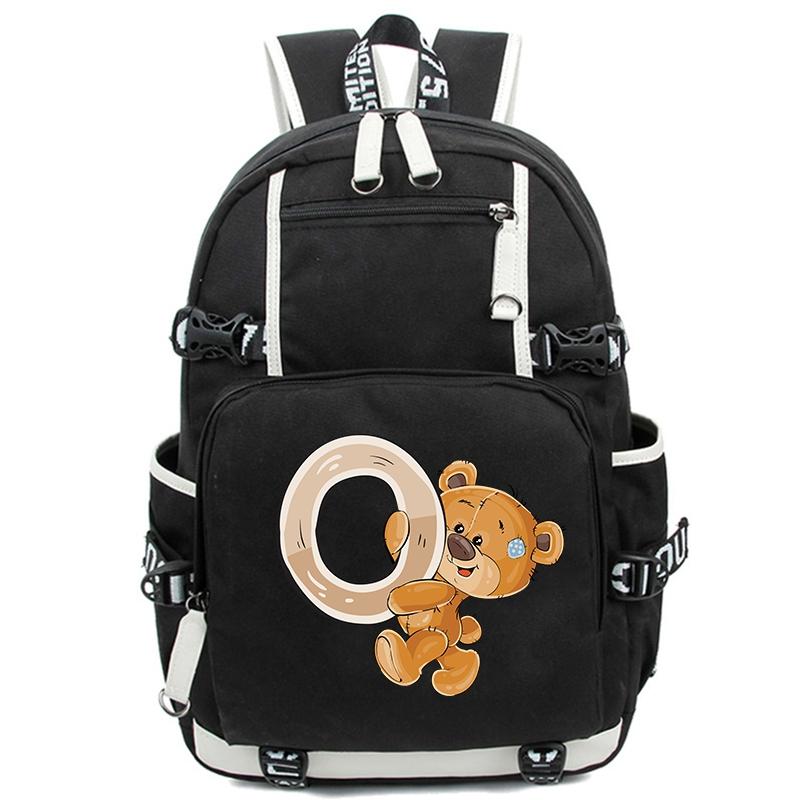 Little Bear 26 Englische Buchstaben Student Junge Mädchen Schulranzen Rucksack Kinder Teenager Cartoon Bagpack Wasserdichte Schultasche