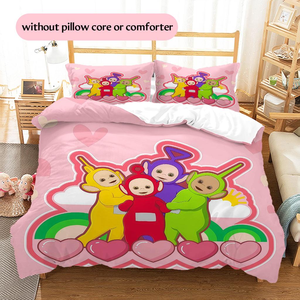 Teletubbies Pattern Bedding Quilt Set  Home Decoration  Gift (1 * duvet cover + 2 * pillowcase  without core)