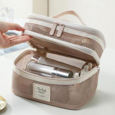 High Quality Transparent Mesh Makeup Bag Multifunction Portable Ladies Toiletry Storage Bag 4 Colors Lipstick Organizer Bags
