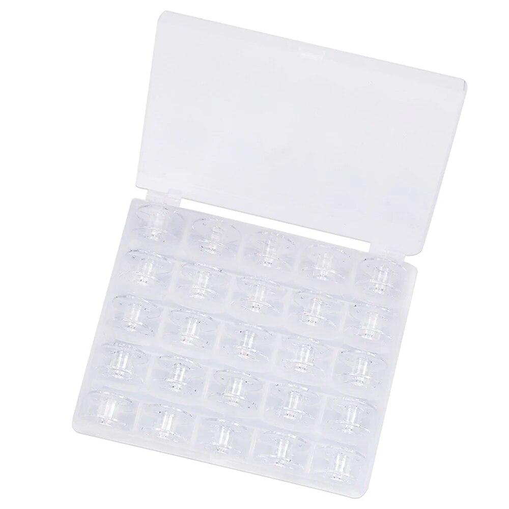 

25 шт. Набор нижних ниток для шпульки для домашней швейной машины, швейные принадлежности, прозрачные пластиковые катушки с коробкой для хранения для Brother Janome S