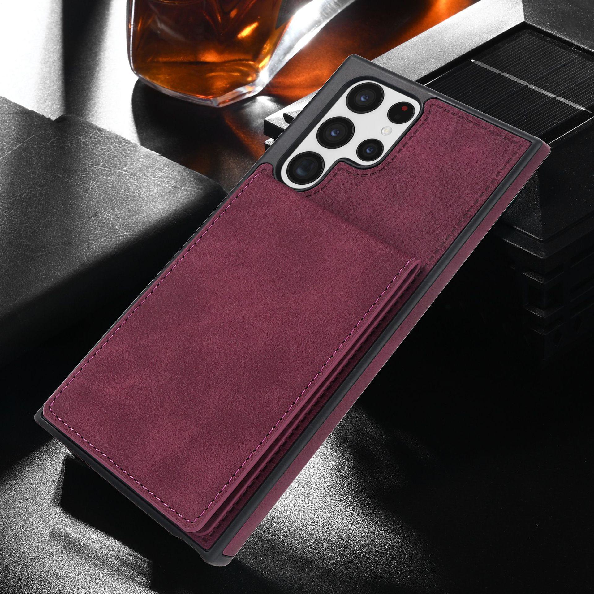 

Чехол для телефона Samsung Flip Card Insert Sticker Anti-Theft - совместим с S23U, S22, A54, A14 - однотонный, открывается вверх/вниз S22 красный