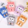 Winter Cartoon Rabbit Kids' Convertible Fingerless Fleece-Lined Gloves for Warmth and Writing.