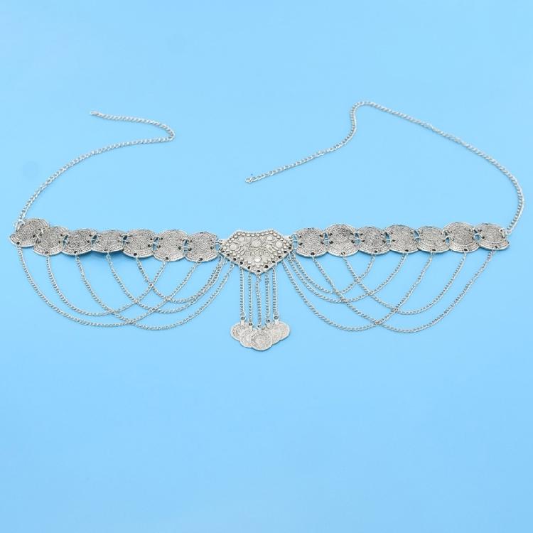 Fringed Coins Chain Belt for Women Hollowed Waist Chain Ethnic Decorative Dress Belt Party Waist Decors Body Jewelry