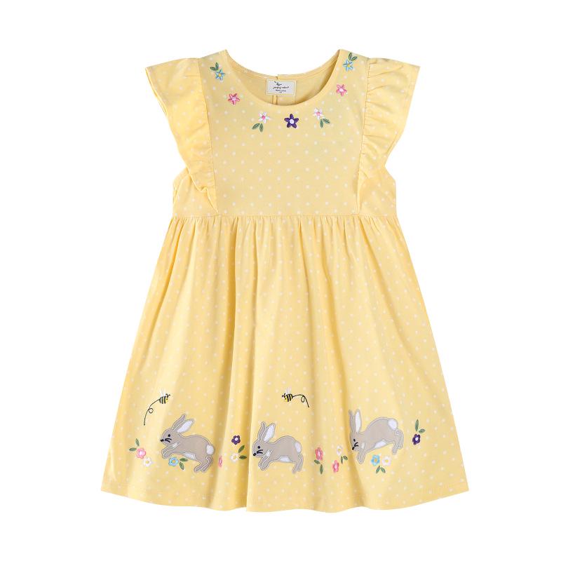 Girls 2026 Summer Cartoon Embroidery Princess Dress - New Style Formal Gown 4T/95-100cm