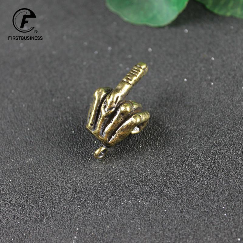 Copper Hand with Erect Middle Finger Up Statue Punk Style Vintage Brass Hand Miniature Ornaments Home Office Desk Decoration Toy