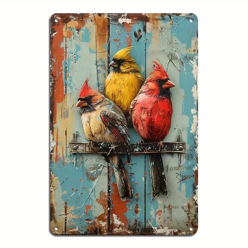 Metal Tin Poster Pastoral Birds Metal Tin Signs Posters Plate Wall Decor for Bars Restaurant Cafe Clubs Retro Posters Plaque