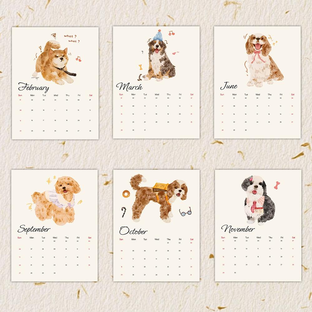 1pc 2026 Wall Calendar, Cute Dog Illustrations, 12 Beautiful Designs, Perfect Gift for  Birthdays,Christmas, New Year