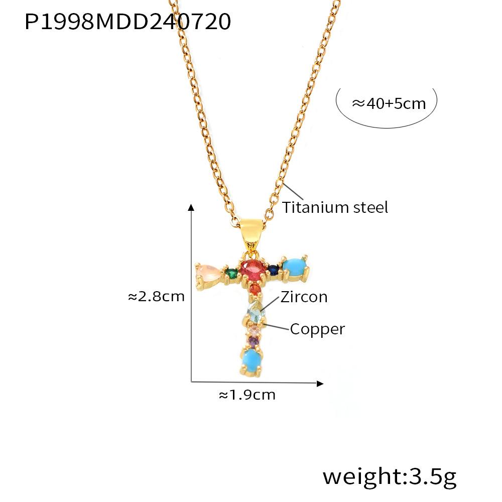 Zircon colorat cu microincrustație de cupru 26 de litere englezești, pandantiv individual personalizat, nișă, lanț clavicular hip-hop
