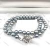 High-Luster Akoya Pearl Necklace Natural Jewelry Blue Gray Approx 43cm 7.0mm–7.5mm 31.7g Silver Hardware
