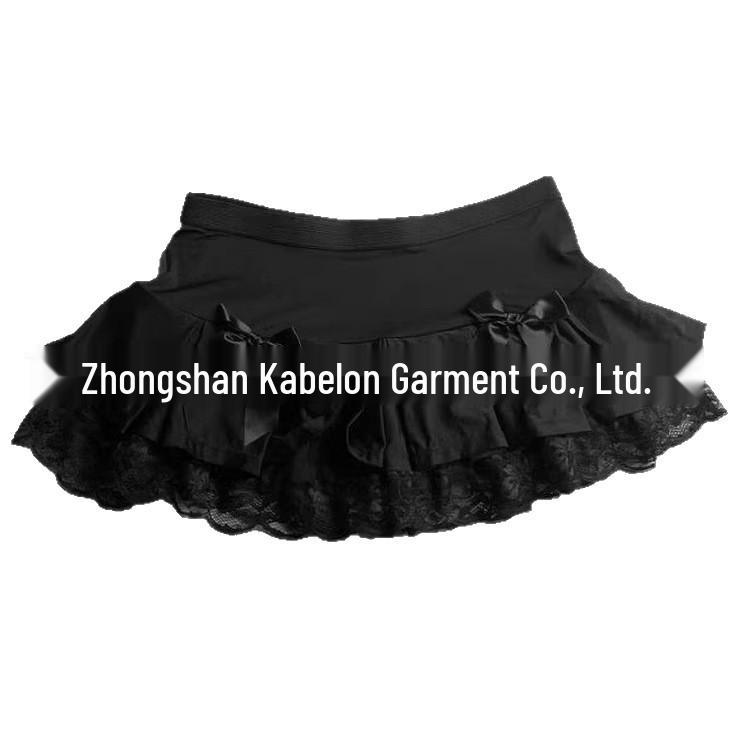 

Black Lace Ruffle Bow Skirt - Trendy Streetwear for Everyday Large чёрный