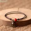 Ethnic Style Anklet For Women Vintage Bronze Leaf & Bell With Colorful Ceramic Bead Pendant On Leather Rope