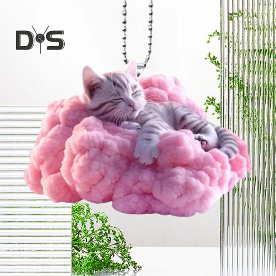 Cat Pendant Rearview Mirror Ornament 2D Cat Whimsical Charm Auto Interior Car Pendant for Indoor Outdoor Decor Gift for Loved Ones