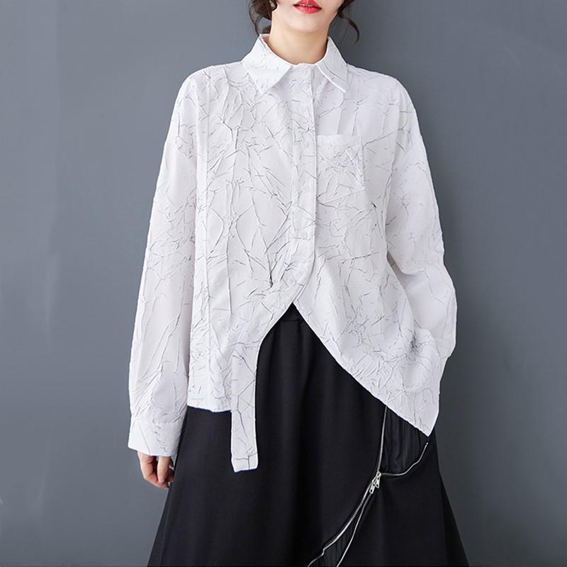 

Длинные рукава свободного покроя Винтажные цветочные рубашки и блузки для блузки Повседневные свободные топы весна-лето женские рубашки на пуговицах белый