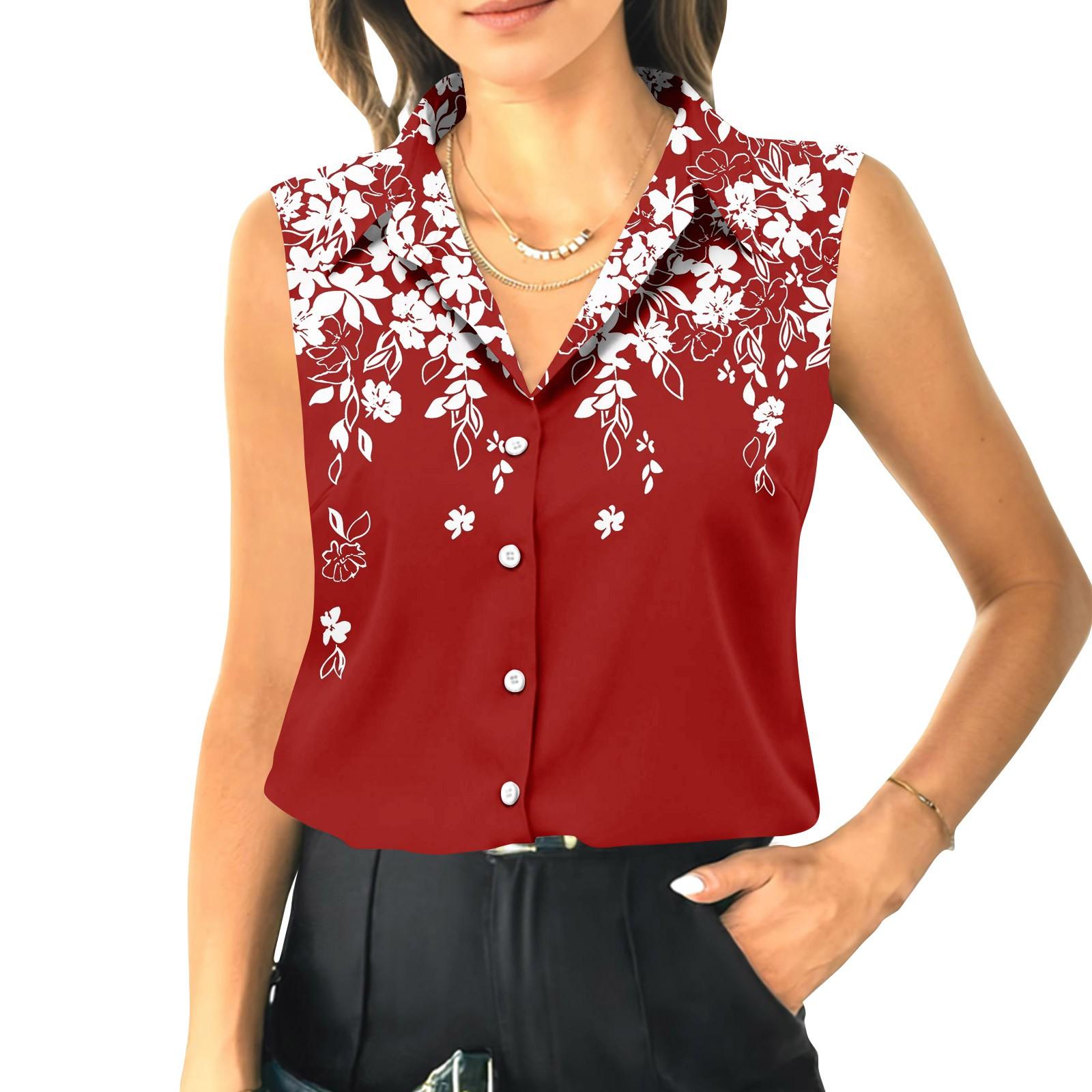 

Женский летний свободный топ без рукавов с воротником-стойкой XL винный