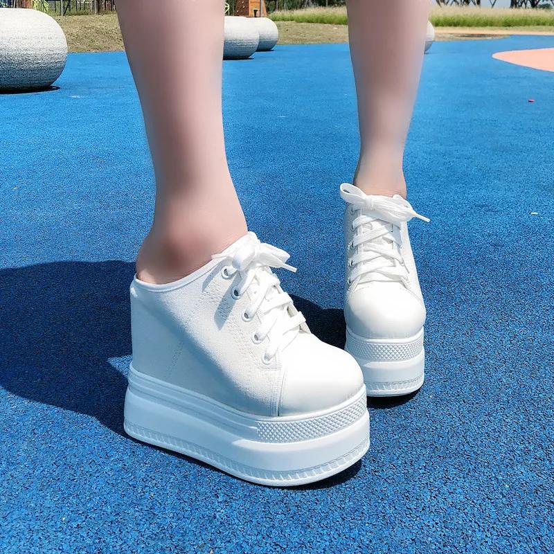 Fashion Women's slippers Thick-soled sponge cake summer wear fashion 2024 new wedge heel flip flops, high heel inside high slippers 13CM