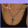 Gothic Cross Pendant Necklace With Geometric Alloy Chain For Men And Women