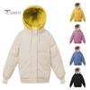 Women Cotton Padded Coat Hooded Drawstring Long Sleeve Solid Color Jacket Coat with Big Pockets Loose Fit Zipper Placket Quilted Outwear