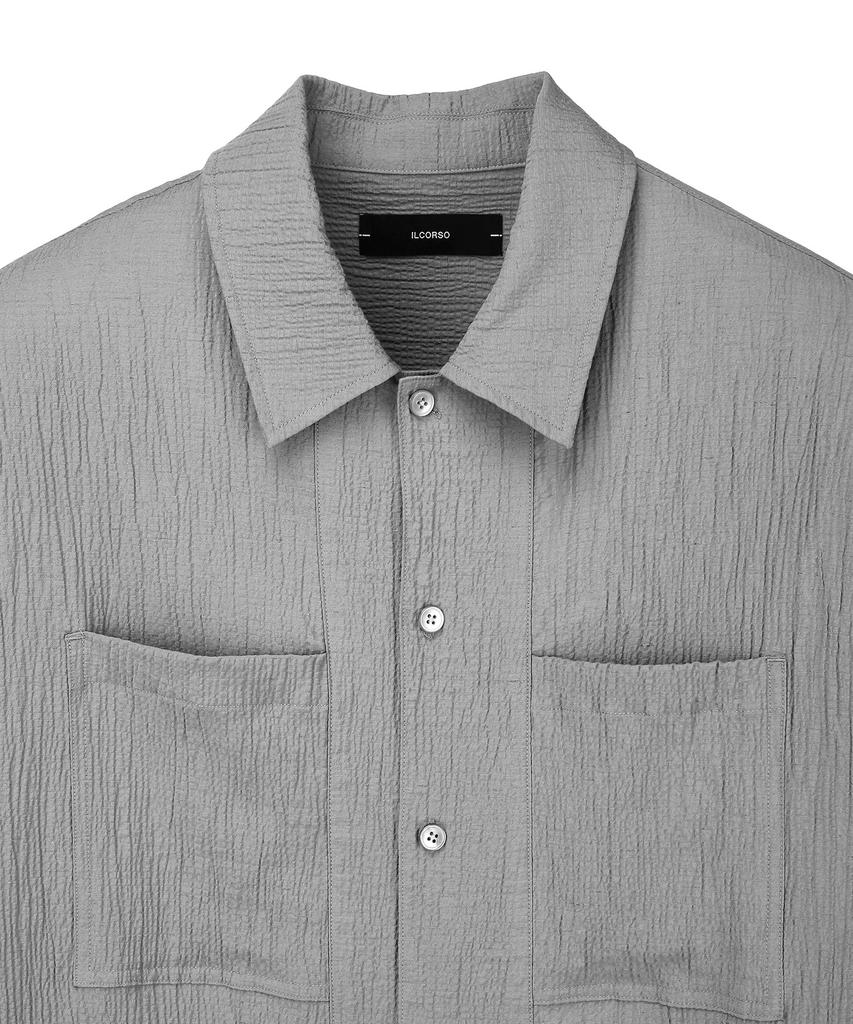 IL CORSO Crinkle Volume Short Sleeve Shirt Grey Iesh5E412G2