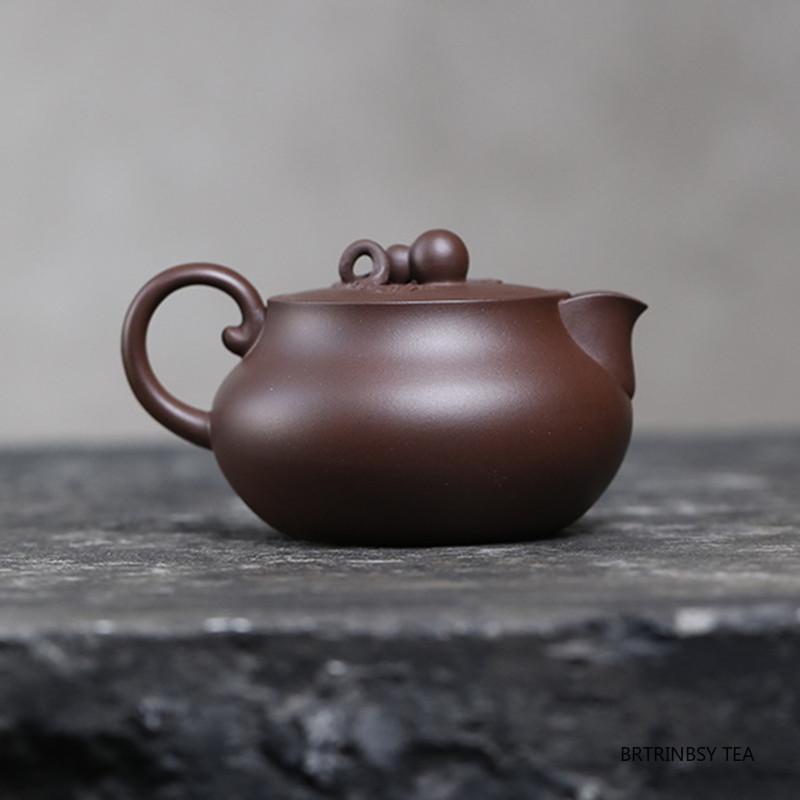 Chinese Tradition Yixing Purple Clay Teapot Hand-carved Gourd Tea Pot Handmade Beauty Kettle Household Zisha Teaware 200ml