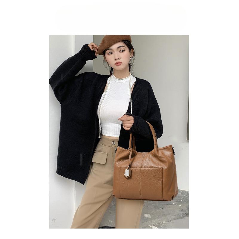 Large Capacity Genuine Leather Women's Top Layer Leather Bag European and American Fashion Tote Bag Women's Crossbody Handbag Exquisite