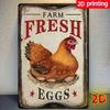 Rustic Farm Fresh Eggs Vintage Iron Sign Waterproof Metal Poster Wall Decor Home Kitchen Garage