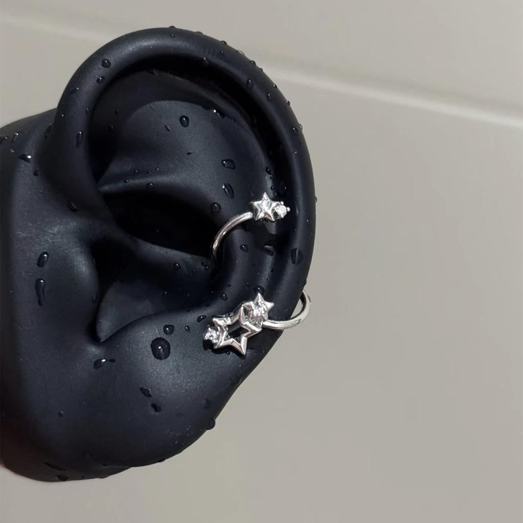 Star Zircon Ear Cuff Jewelry Hypoallergenic Titanium Steel Cartilage Earring With Secure Fit For Daily Wear