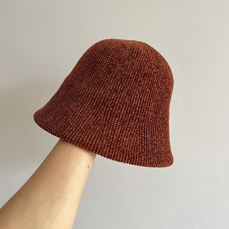 

Вельветовая полосатая панама женская осенне-зимняя модная дизайнерская показывает лицо маленьким теплая шляпа-рыбак M（56-58cm）