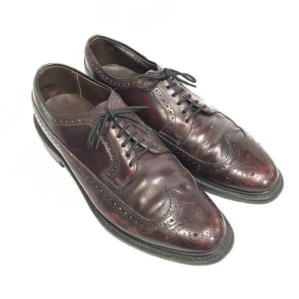 Vintage 70s-80s Long Wingtip Goodyear Welt Shoes Red Brown Size 10D/B 27.0-28.0(USED)