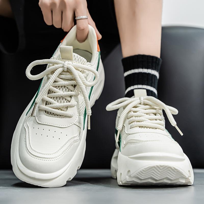 Thick-soled Heightening Men's Shoes Spring Mesh Casual Dad Shoes 2025 New Trendy Shoes Student Sports Shoes Youth