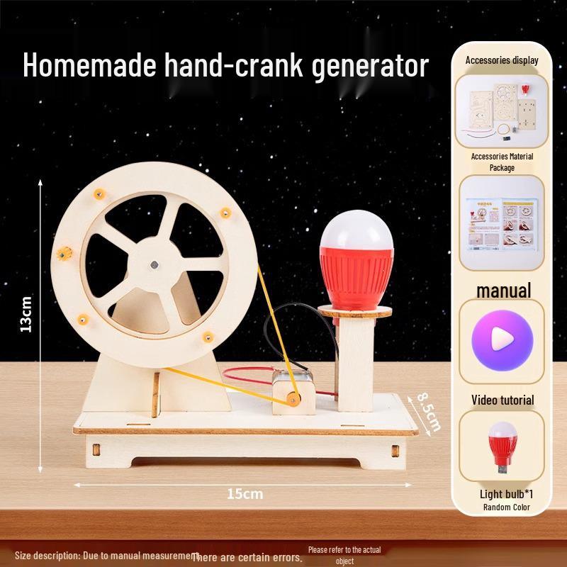 Student Hand-Crank Generator Science Experiment Kit – DIY Educational Project for Kids