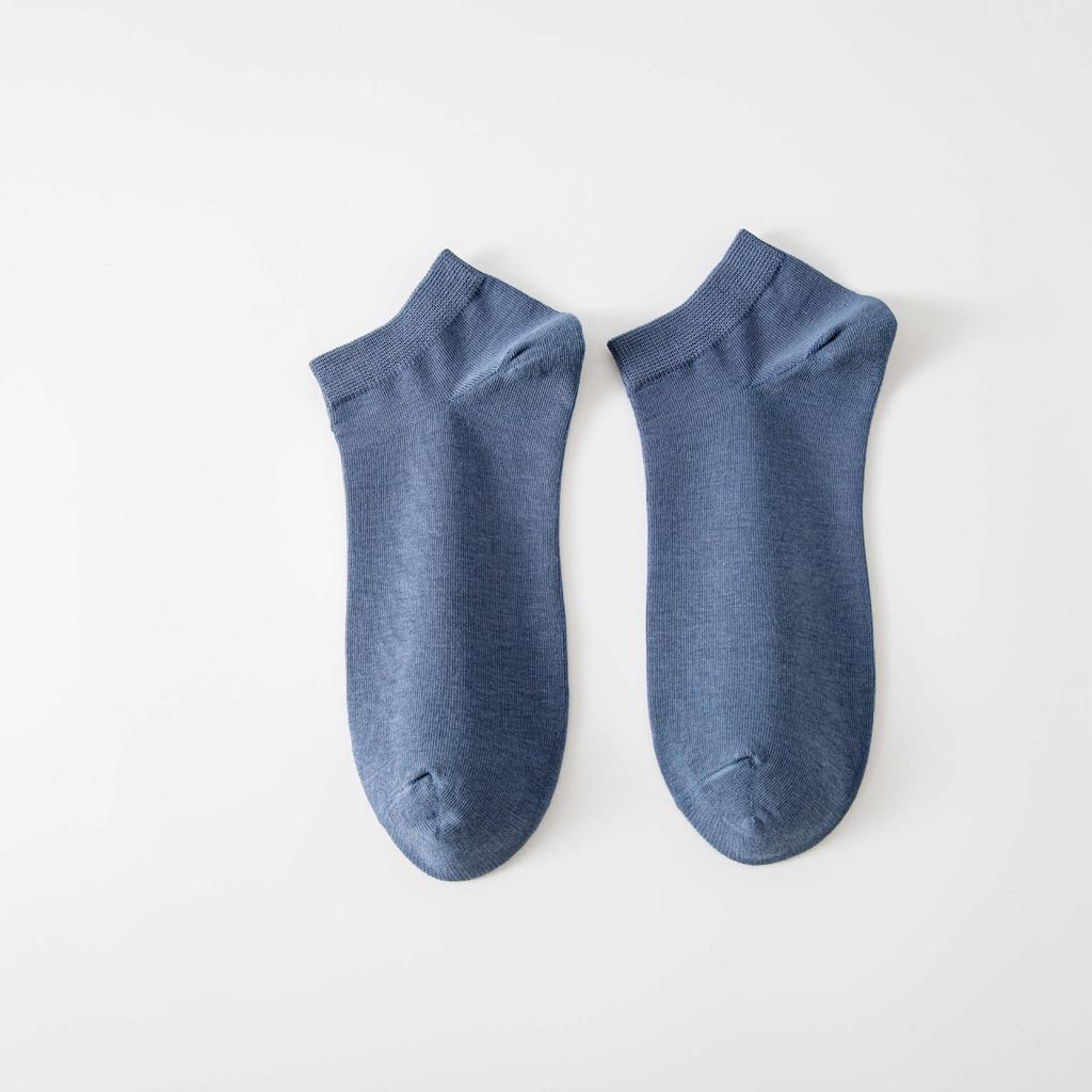 Short Men'S Socks Solid Color Comfortable Low-Top Socks Breathable Thin Sweat-Absorbing Cotton Socks Business Casual Boat Socks Basic