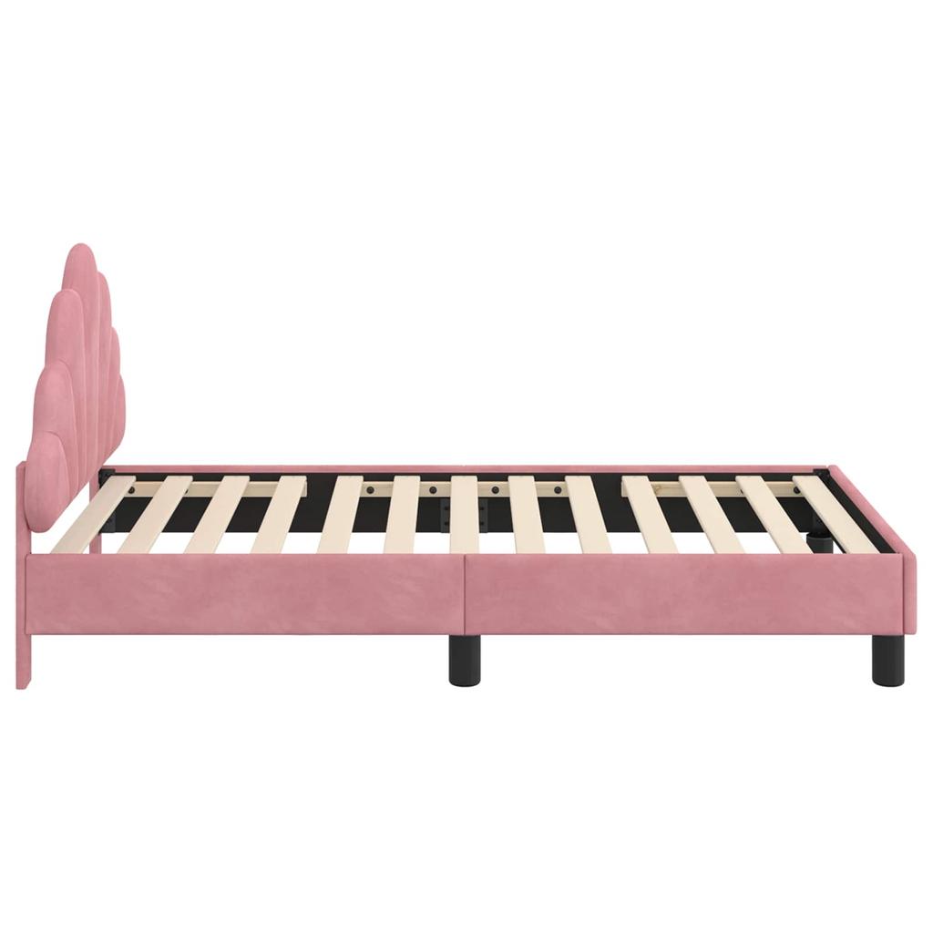 Başlıklı Pembe Çocuk Yatak Çerçevesi 80 x 160 cm Kadife