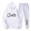 Set Felpa Invernale Unisex Con Grafica Monocromatica Audace Vestibilità Larga Streetwear Tuta per Adolescenti