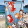 Cartoon cat and cute fish pattern polyester microfiber beach towel is highly absorbent, suitable for swimming and beach outings