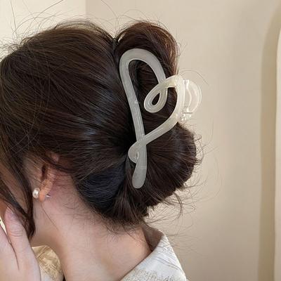 Women Hair Claw Transparent Matte Texture Heart Shape Hair Clip Back Head Shower Hair Claw Hair Accessories