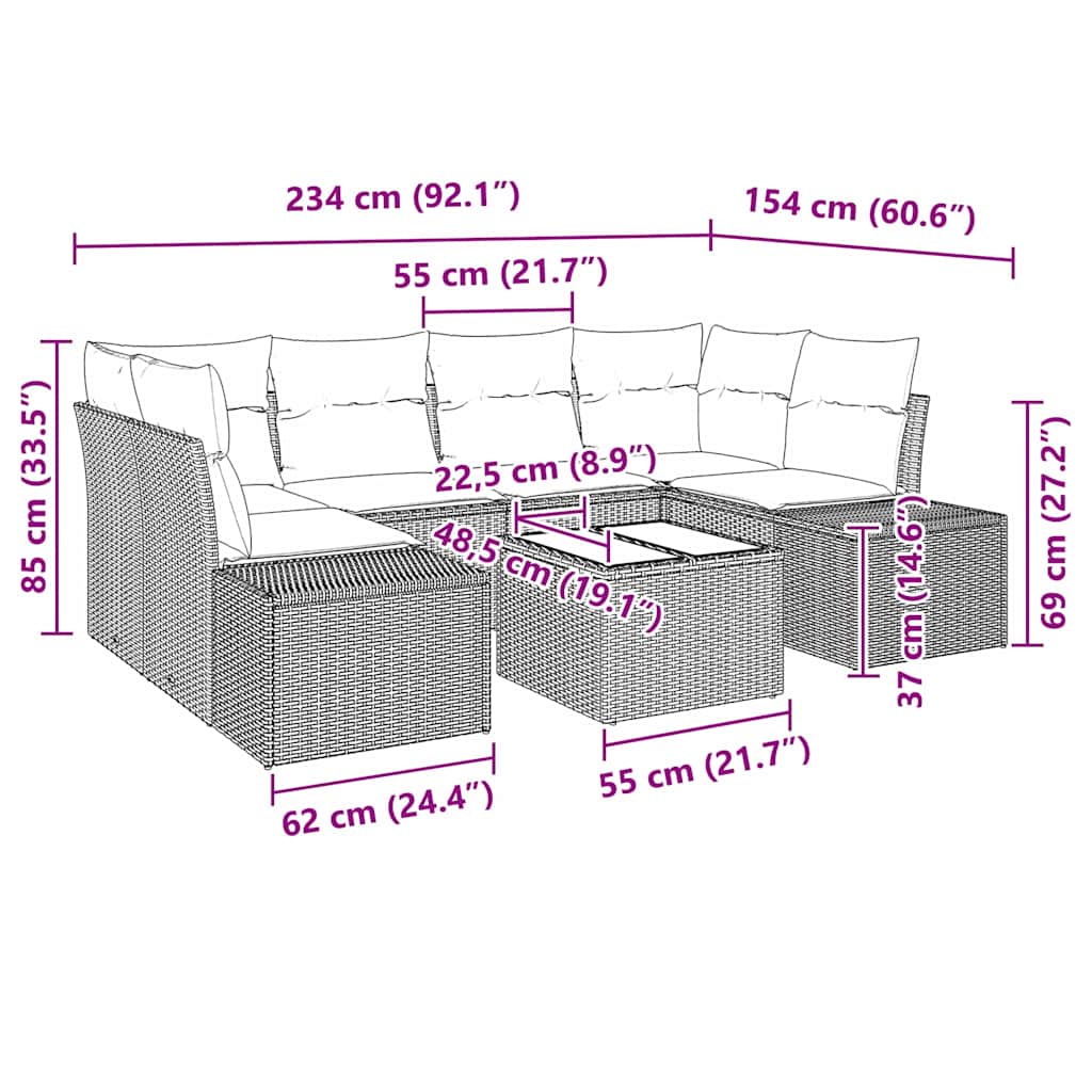 Garden Sofa Set with Cushions 8 Pcs Beige and Cream Poly Rattan
