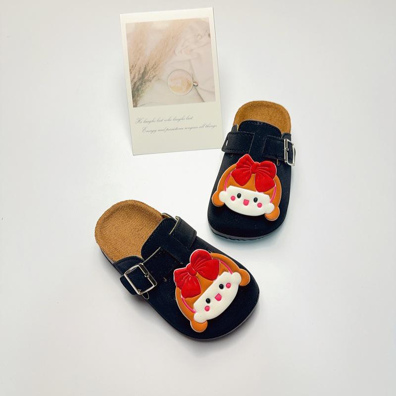 Retro Cartoon Kids' Non-Slip Closed-Toe Birkenstock Slippers with Thick Sole